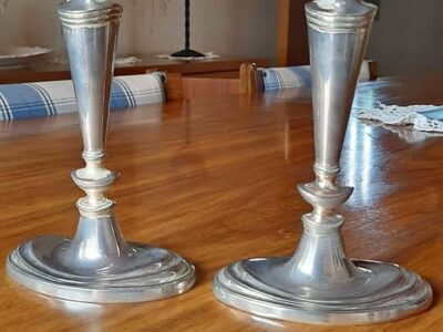 Silver plated solid candle holders R600