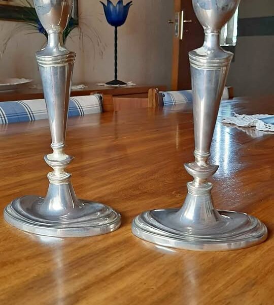 Silver plated solid candle holders R600